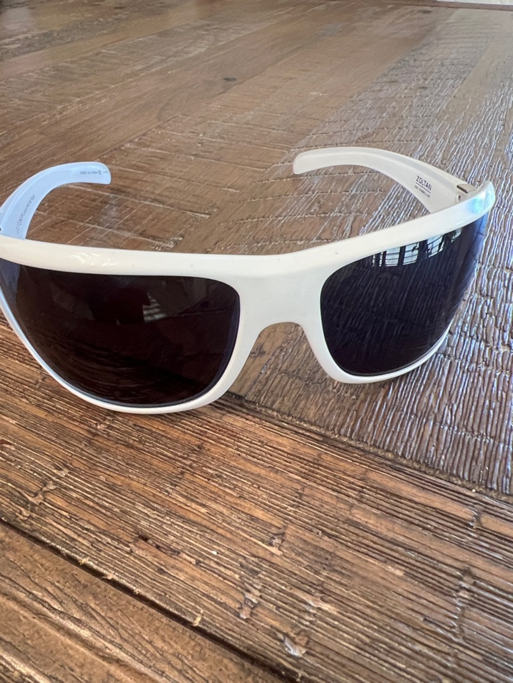 White Men's Wrap Sunglasses - Polarized Black Lenses